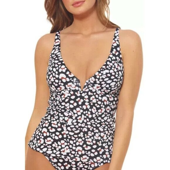 Jessica Simpson LEOPARD Cool Cats V-Wire Tankini Swim Top, Medium NWT Bl… - Picture 1 of 4